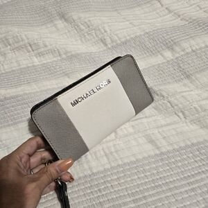 Michael Kors Two-Tone Wallet in Gray and Cream